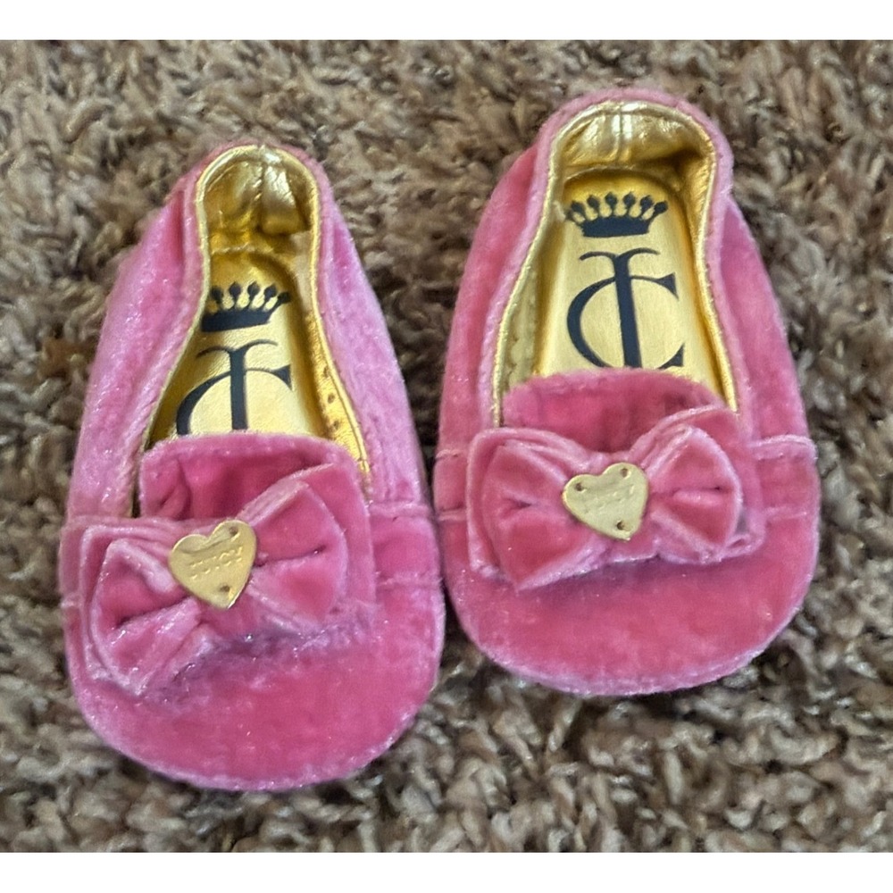 Juicy Couture - Pink Velvet Slip Loafers Baby Shoes Infant Size 2